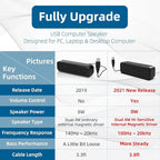 LIELONGREN [Newer] USB Computer Speaker for Desktop, Laptop Speaker, PC Speaker, Small Computer Soundbar with Hi-Quality Sound, Loud Control Volume, Rich Bass
