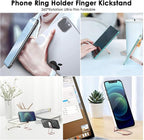 Phone Ring Holder Finger Kickstand, 360° Rotation Metal Phone Grip for Magnetic Car Mount Foldable Cell Phone Stand Compatible with Most Smartphones