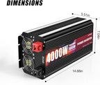LVYUAN 4000 Watt Power Inverter 24V to 110V 120V for Vehicle, Solar Inverter System, Heavy Duty, RV, Truck, Off Grid,Camping with 4 AC Outlets, LCD Display, Wireless Remote Control, Car Power Inverter