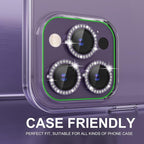 Choiche [3+1 for iPhone 14 Pro/iPhone 14 Pro Max Camera Lens Protector Bling, 9H Tempered Glass Camera Cover Screen Protector Metal Ring Decoration Accessories (Diamond-Purple)