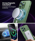 Magnetic for iPhone 16 Pro Max Case [Compatible with MagSafe][Built-in Camera Lens Protector] Slim Soft Silicone Bumper Shockproof Metallic Luster Phone Case (Green)