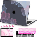 Teryeefi for MacBook Pro 13 inch Case M2 M1 2022 2020-2016 Release (Model A2338 A2289 A2251 with Touch Bar), Plastic Hard Shell Case & Keyboard Cover & Screen Protector, Hand-Drawing Floral