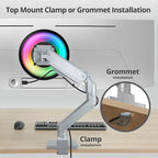 AVLT Single 34”-57” Monitor Arm Desk Mount fits One 44 lbs Heavy Duty Screen Full Motion Height Swivel Tilt Rotation Adjustable Gray Arm VESA 200x200 200x100 100x100 75x75
