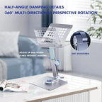 GuaziV 360° Rotating Tablet Stand - Adjustable iPad Tablet Holder for Desk, Foldable iPad Swivel Stand for Home & Office (Sleek Silver)