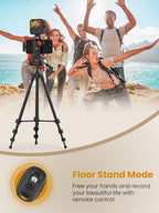 Upgraded Vlogging Kit w/Wireless Lavalier Microphone,YouTube Kit for iPhone and Smartphone w/59” Retractable Tripod,Automatic Switch Phone Clamp,Content Creator Gear for TikTok(Vlog K5)