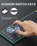 ProtoArc Foldable Bluetooth Keyboard, XK01 Folding Wireless Portable Keyboard with Number Pad, Full-Size Travel Keyboards for Windows iOS Android Tablet Smartphone Laptop PC - Dark Green