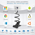 Webcam 1080P for PC, Eye Contact Webcam for Desktop Computer (White)