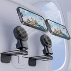 MiiKARE Travel Essentials Magnetic Airplane Phone Holder, Universal Handsfree Phone Mount for Flying with 360 Degree Rotation, Travel Must Haves Phone Stand for Desk, Tray Table, Black&Black