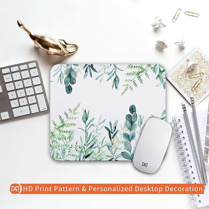Square Mouse Pad Green Grass, Personalized Premium-Textured Custom Mouse Mat Design, Washable Mousepad Cloth, Non-Slip Rubber Base Computer Mouse Pads for Wireless Mouse