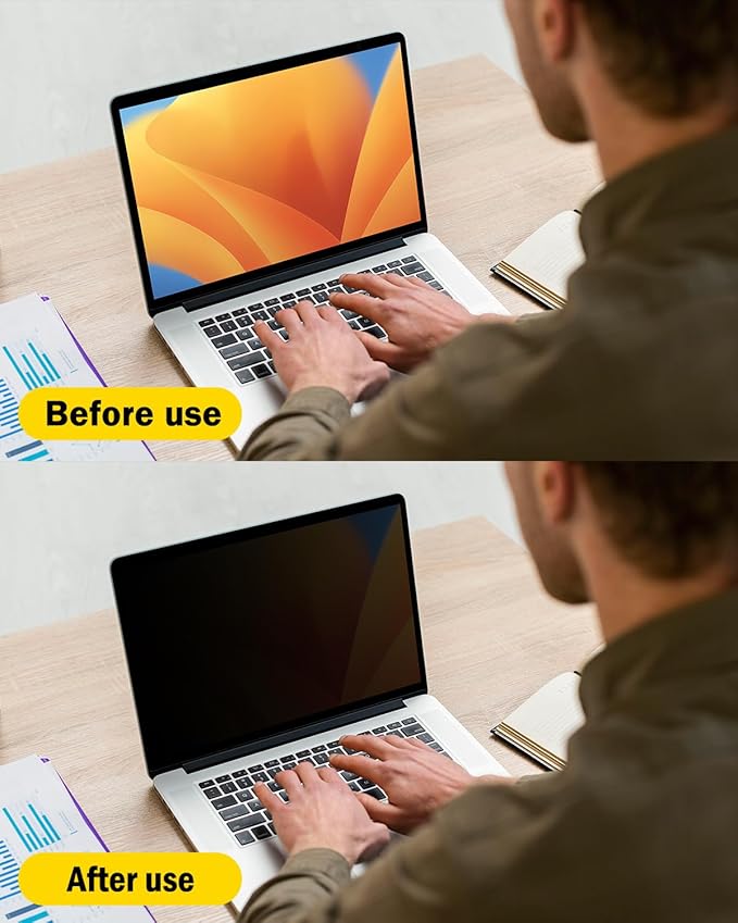 F FORITO 14 Inch 16:10 Laptop Privacy Screen Protector, 360° Anti Peeping and Anti Glare Laptop Privacy Shield Compatible with All 14" Laptops with 16:10 Aspect Ratio