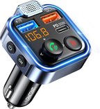 LENCENT FM Transmitter in-Car Adapter, Type-C PD 20W+ QC3.0 Fast USB Charger, Wireless Bluetooth 5.3 Radio Car Kit, Hands-Free Calling, MP3 Player Receiver Hi Fi Bass, Support U Disk