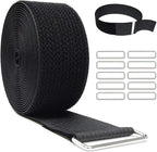 2" x32ft Reusable Cinch Strap with 20 Metal Buckles, Cut-to-Length Fastening Securing Straps, Adjustable Nylon Cable Straps and Cord Ties for Organizer or Storage, 2 inch Wide, Black