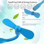 Mini USB Fan, Portable Pocket Fan USB-A Powered Little Cooler, Quiet Operation, for Home Office Car Outdoor Travel- 4 Pack (Blue)