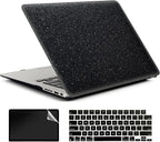 Compatible with MacBook Air 13 Inch Case 2017 2016 2015 2014 2013 2012 2011 2010 Release A1466/A1369, Shiny Plastic Hard Shell Case & Keyboard Cover,Glitter Black