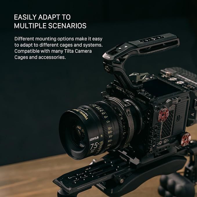 Tilta Xeno Top Handle for Filmmakers & Cameras-Titanium Gray | Aluminum Alloy and Silicone Build | 1/4″-20 Threads w/Locating Points | Safety Release Pin | Comfortable Handling (Dual 1/4"-20)
