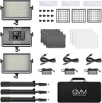 GVM 65W RGB Video Light with Softbox, 1300D LED Video Lighting Kit, 25000lux/0.5m, 360° Full Color Photography Lighting Kit, 3 Packs Led Panel Light for YouTube, Web Conference, Streaming