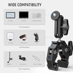 NEEWER Super Clamp with 3" Dual Ballhead Magic Arm, Cold Shoe, 1/4" Threads, Phone/Action Camera Mount Adapter for Desk Tripod Tube Crossbar Gimbal Rods Compatible with SmallRig GoPro DJI, ST83