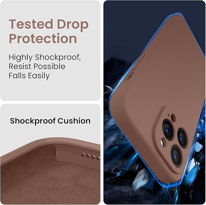 FireNova Designed for iPhone 13 Pro Max Case, Silicone [Camera Protection] Phone Case with [2 Screen Protectors], Soft Anti-Scratch Microfiber Lining Inside, 6.7 inch, Light Brown