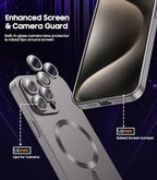 Magnetic for iPhone 15 Pro Max Case [Compatible with MagSafe][Built-in Camera Lens Protector] Slim Soft Silicone Bumper Shockproof Metallic Luster Phone Case (Titanium Gray)
