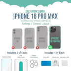 Smartish® iPhone 16 Pro Max Screen Protector + Camera Lens Covers - Tuff Sheet - 2-Pack Tempered Glass 9H Easy Install Frame Case-Friendly - Dynamic Island for Apple iPhone 16 Pro Max - Clear 2-Pack