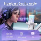 MAONO Wireless Microphone for PC, Condenser USB Mic with Software AI Voice Change,3-Level Noise Cancellation,Custom EQ, RGB Gaming Streaming Mic for Podcast PS5 PS4 Twitch YouTube (DM40 Pro-White)