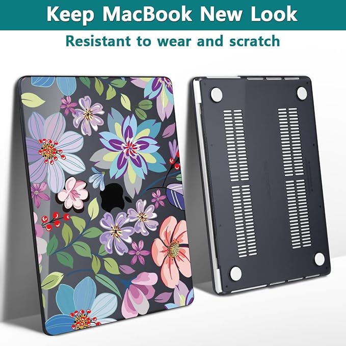 Teryeefi for MacBook Pro 14 inch Case M4 M3 M2 M1 Chip (2025 2024 2023 2021 Release) Model A3112 A3401 A3185 A2918 A2992 A2779 A2442, PC Hard Shell+Keyboard Cover Skin, Pretty Colorful Flower A004