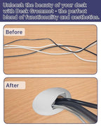 Desk Grommet 2-3/8 inch (60mm) 10 Pieces - White Desk Cable Grommet Desk Cable Hole Covers with Hole Saw for TV, Office, Wires Through Countertop and Home Table