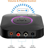 1Mii B06S+ Bluetooth 5.2 Receiver, HiFi Bluetooth Audio Adapter w/LDAC, aptx HD & aptx Low Latency, Long Range Hi-Res Audio with Volume Control, 3.5mm & RCA outputs, Easy Setup for Home Stereo System
