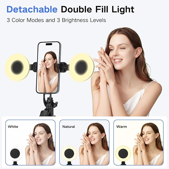 Metal Selfie Stick Tripod for iPhone with Light,70 inch Cellphone Selfiestick with Remote,Phone Tripod Holder for Video Recording,Portable Travel Selfie Stick Compatible with iPhone,Android and Gopro