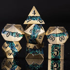 Metal RPG Dice Set,Mica Glitter Stripe Dice DND,Antique Bronze Dice 7pcs Set for Dungeons and Dragons