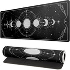 Sun Moon Gaming Mouse Pad Black Large Mouse Pad for Keyboard and Mousepad Desk Mat with 3mm Non-Slip Base and Stitched Edge for Gaming and Office Computer Mat Protector Mat 31.5x11.8 Inch