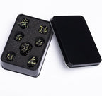 7PCS DND Dice Set,Metalli Crack Stripe Dice Set with Gift BOC,Dungeons and Dragons Polyhedral Metal Dice for RPG Board Games (Black Nickel Yellow)