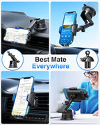 VANMASS [Pro Version] Universal Car Phone Mount [Super Suction Cup] Dashboard Phone Holder, Handsfree Windshield Dash Vent Phone Holder Car, Compatible for iPhone 16 15 14 13 Samsung LG & Truck,Blue