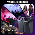 DJ Table Stand Portable booth, Foldable DJ Stand Booth, Heavy-Duty Adjustable Height DJ Facade Booth, Easy to Assemble, Stylish, Convenient to Store and Transpor