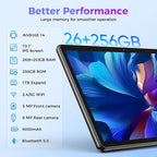 Android Tablet with Keyboard, 26GB RAM, 256GB ROM(1TB Expand), 10.1 inch Android 14 Tablet, 8000mAh Battery, BT 5.0, GMS Certified, 2.4G&5G WiFi, 2 in 1 Tablets with Mouse, Case, Stylus(Black)