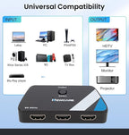 NEWCARE 4K@120Hz HDMI Switch 3 in 1 Out, HDMI 2.1 Splitter 8K@60Hz with 2.6 ft HDMI 2.1 Cable, HDMI Switcher Support 48Gbps, HDR10+, VRR, Dolby, HDCP 2.3, Compatible with PS5/PS4 Xbox TV Projector