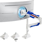 ARES WING Single Monitor Mount, Ultrawide Monitor Arm for 24 to 57 Inch Heavy Duty Curved Screen, Adjustable Gas Spring Monitors Arm Stand up to 66LBS with 75/100/200 Vesa Mount, White