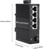 Industrial Mini Gigabit Ethernet Switch 4-Port RJ45 10/100/1000BASE-T+1-Port SFP Slot,Unmanaged Network Switch,Network Hub,Dinrail Mount or Wall-Mount,Plug & Play,Fanless (4 RJ45+1 SFP)