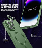 Magnetic for iPhone 14 Pro Max Case [Compatible with MagSafe][Built-in Camera Lens Protector] Slim Soft TPU Bumper Shockproof Metallic Luster Phone Case (Green)