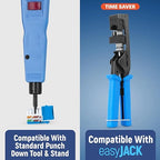 Everest 90° Angled RJ45 Cat6 Keystone Jacks 10-Pack in Blue - Slim Profile Female RJ45 Connectors - Cat 6 Keystone Jack - Compatible with 90° Angled Speed Termination Tool - easyJACK (B094WB91H3)