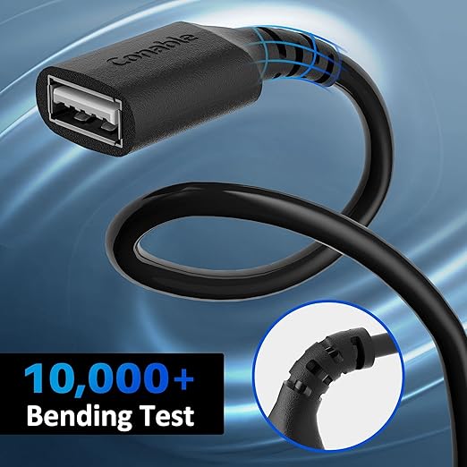 3 Pack USB Extension Cable 4 FT, USB 2.0 Type A Male to Female Extender Cord Adapter, Compatible with Printer, Keyboard, Mouse, Flash Drive, Hard Drive, Controller, Black Cable with 5 Cable Ties