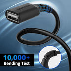 3 Pack USB Extension Cable 8 FT, USB 2.0 Type A Male to Female Extender Cord Adapter, Compatible with Printer, Keyboard, Mouse, Flash Drive, Hard Drive, Controller, Black Cable with 5 Cable Ties