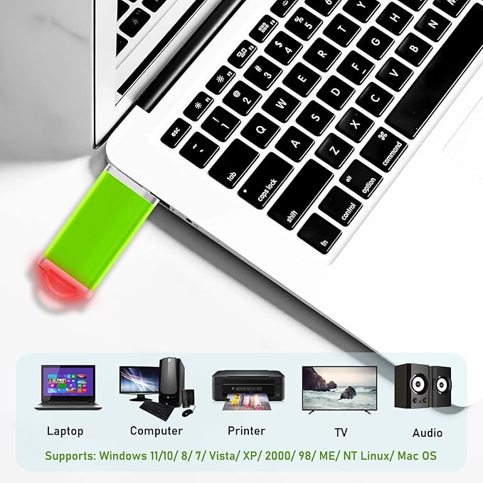 Memorias USB 8GB Flash Drive 50 Pack, USB 2.0 Thumb Drives Bulk Memory Sticks 8GB FAT32 USB Flash Drives Bulk Jump Drives Multipack Pack of 50 with Lanyard(Green 50 Packs 8 GB)