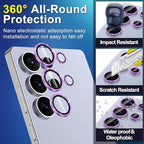 for Samsung Galaxy S25 Ultra Camera Lens Protector, Individual Metal Ring Tempered Glass Lens Cover, [Strong Adsorption] Scratch Resistant Ultra-Thin HD Clear Lens Cover, 1 Set-Purple Sparkly