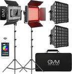 GVM 1000D RGB Led Video Light with 2 Softboxes, Photography Lighting Kit with Bluetooth Control, Full Color Video Lighting Kit with 18 Applicable Scenes, 2 Packs Led Light Panel for Video Shooting