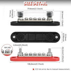 150A 12V Power Distribution Block with 2 x 1/4" (M6) Studs + 5 x M4 (#8) Screws Max 150A 48V DC 300V AC for Automotive Car Marine Truck Boat