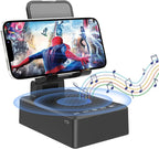 Birthday Gifts for Men,Cell Phone Stand with Wireless Bluetooth Speaker and Antislip Base HD Surround Sound for Home and Outdoors with Bluetooth Speaker for Desk Compatible with iPhone (Black)