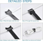 60PCS Fastening Cable Ties Reusable, Premium 6-Inch Adjustable Cord Ties, Microfiber Cloth Cable Management Straps Hook Loop Cord Organizer Wire Ties Reusable (Black Colors)