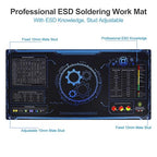KooMall Large 48x24 Inch Anti Static Mat, Soldering Rubber Mat for PC Building, ESD Sensitive Device Repair, Assembly Work, with ESD Grounding Plug,Cord,Wrist Strap Bracelets Wristband,Heat Resistant