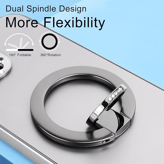 Magnetic Phone Grip for MagSafe, EI Sonador Magnet Phone Ring Holder, Removable, Compatible with iPhone 14 Plus 13 12 Pro Max Mini (Diamond Gold)